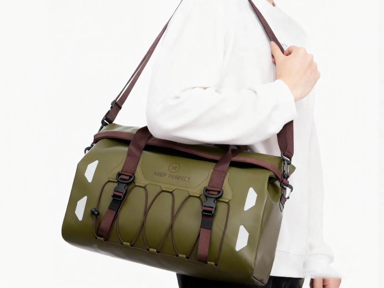 dry bag thickness - roll-top waterproof dry bag with welded seams on white background