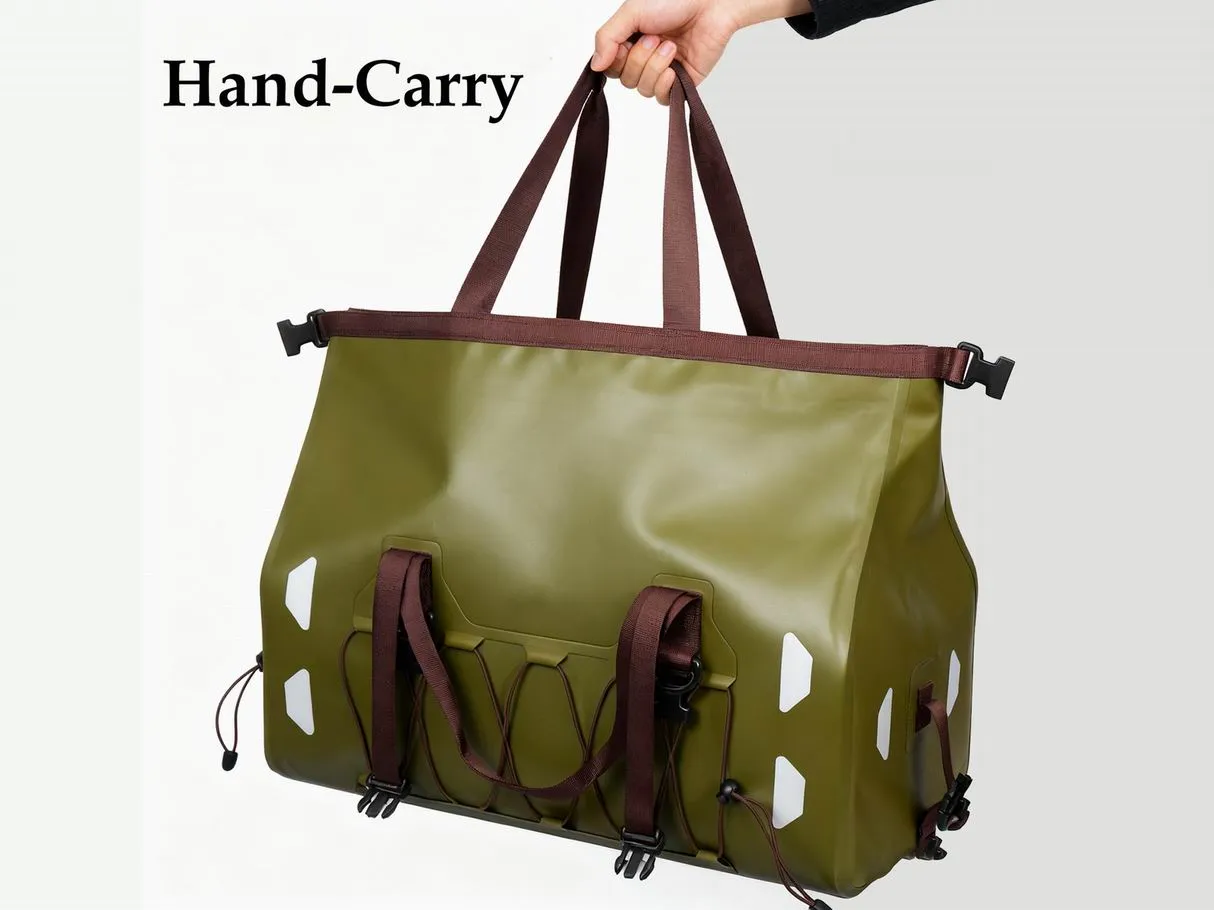 dry bag size chart - roll-top waterproof dry bag with welded seams on white background