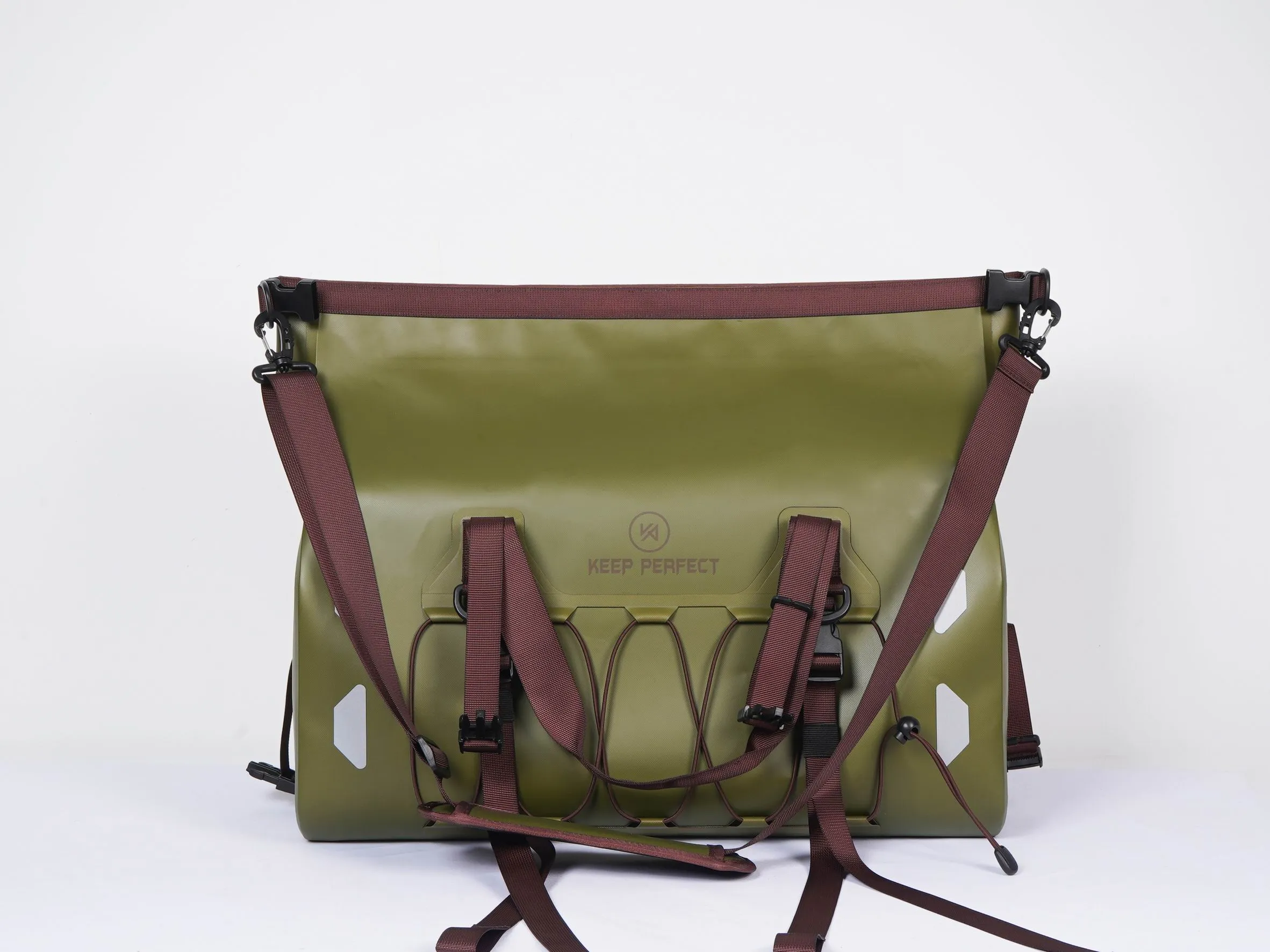 dry bag tech pack - roll-top waterproof dry bag with welded seams on white background