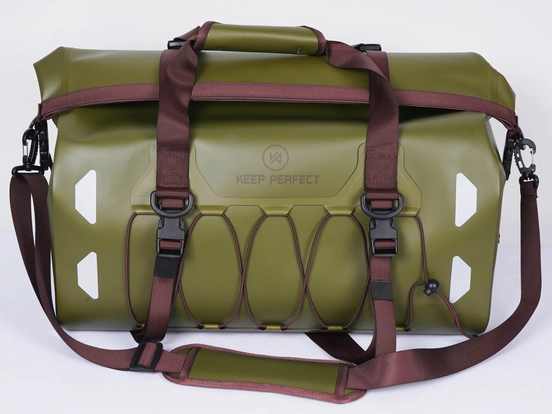 dry bag sampling - roll-top waterproof dry bag with welded seams on white background