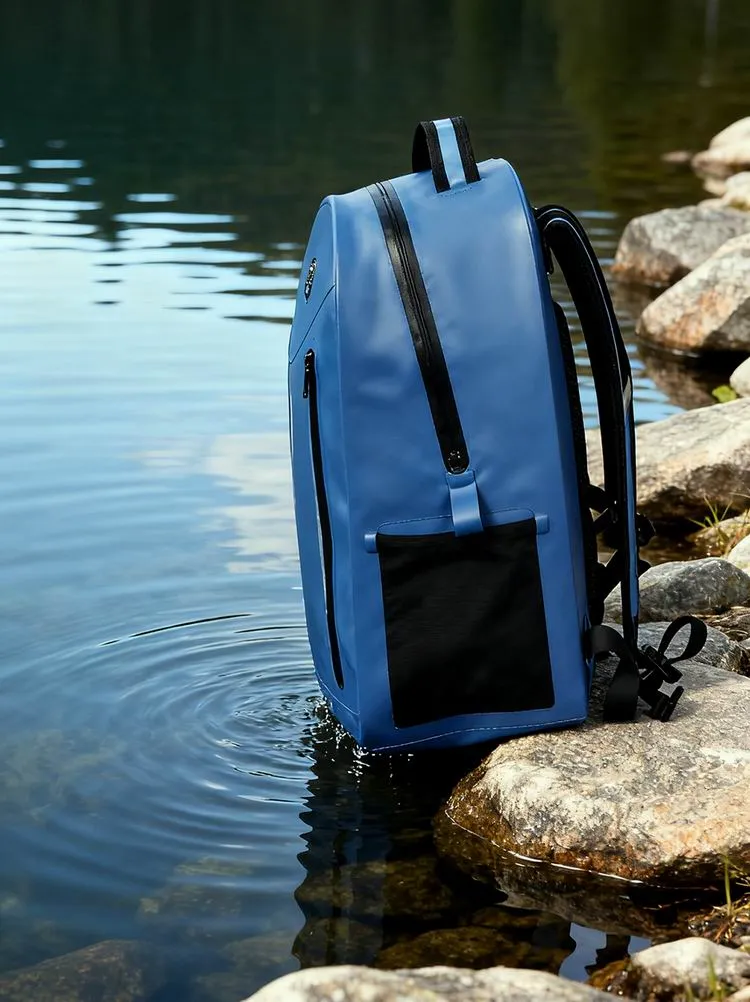 dry bag gear storage - hiking waterproof backpack on mountain trail